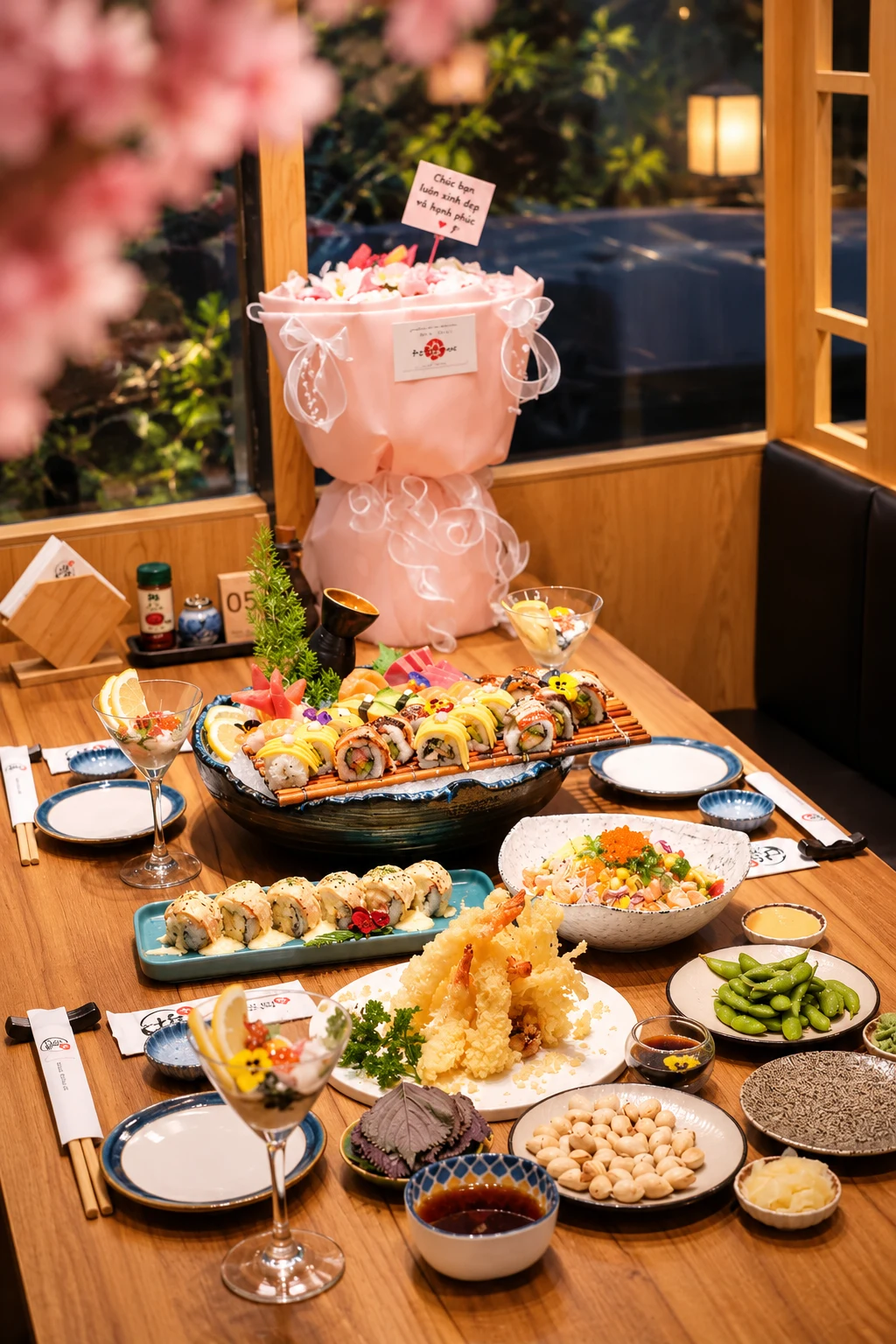 Bàn tiệc sushi trong không gian Nhật Bản tại Shio
